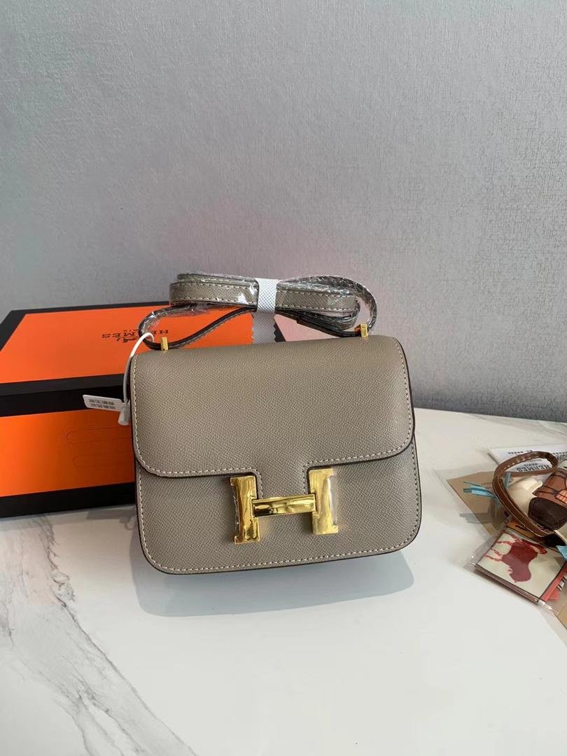H**me5 Constance Epsom Ck18 Etoupe Rose Gold Hardware 18Cm