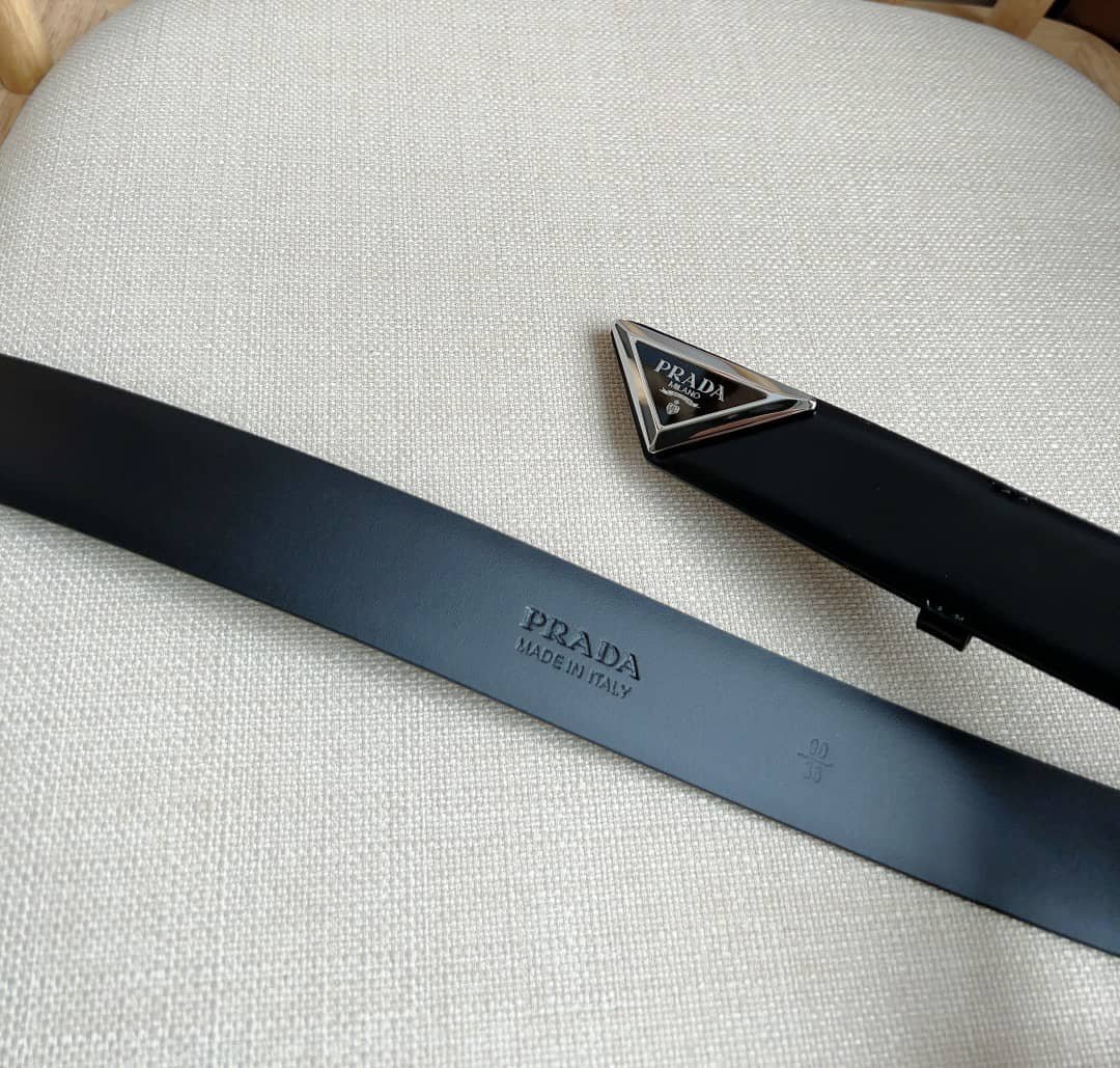 Pra*a Spazzolato Logo Black Belts 2Cm250 Zo6 F0002