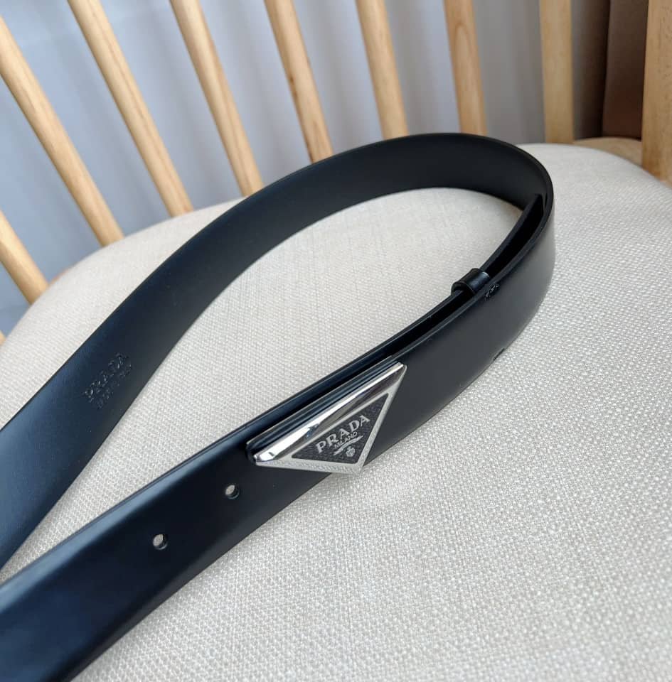Pra*a Spazzolato Logo Black Belts 2Cm250 Zo6 F0002