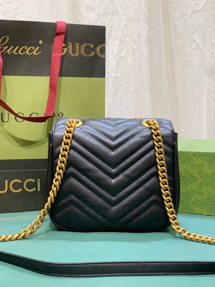 Gvc*1 Gg Marmont Mini Shoulder Bag Black 18Cm ‎739682 Aabzc 6832