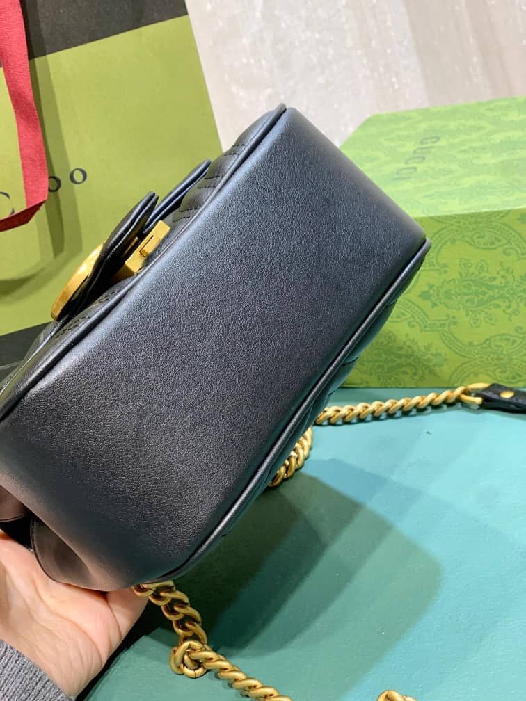 Gvc*1 Gg Marmont Mini Shoulder Bag Black 18Cm ‎739682 Aabzc 6832