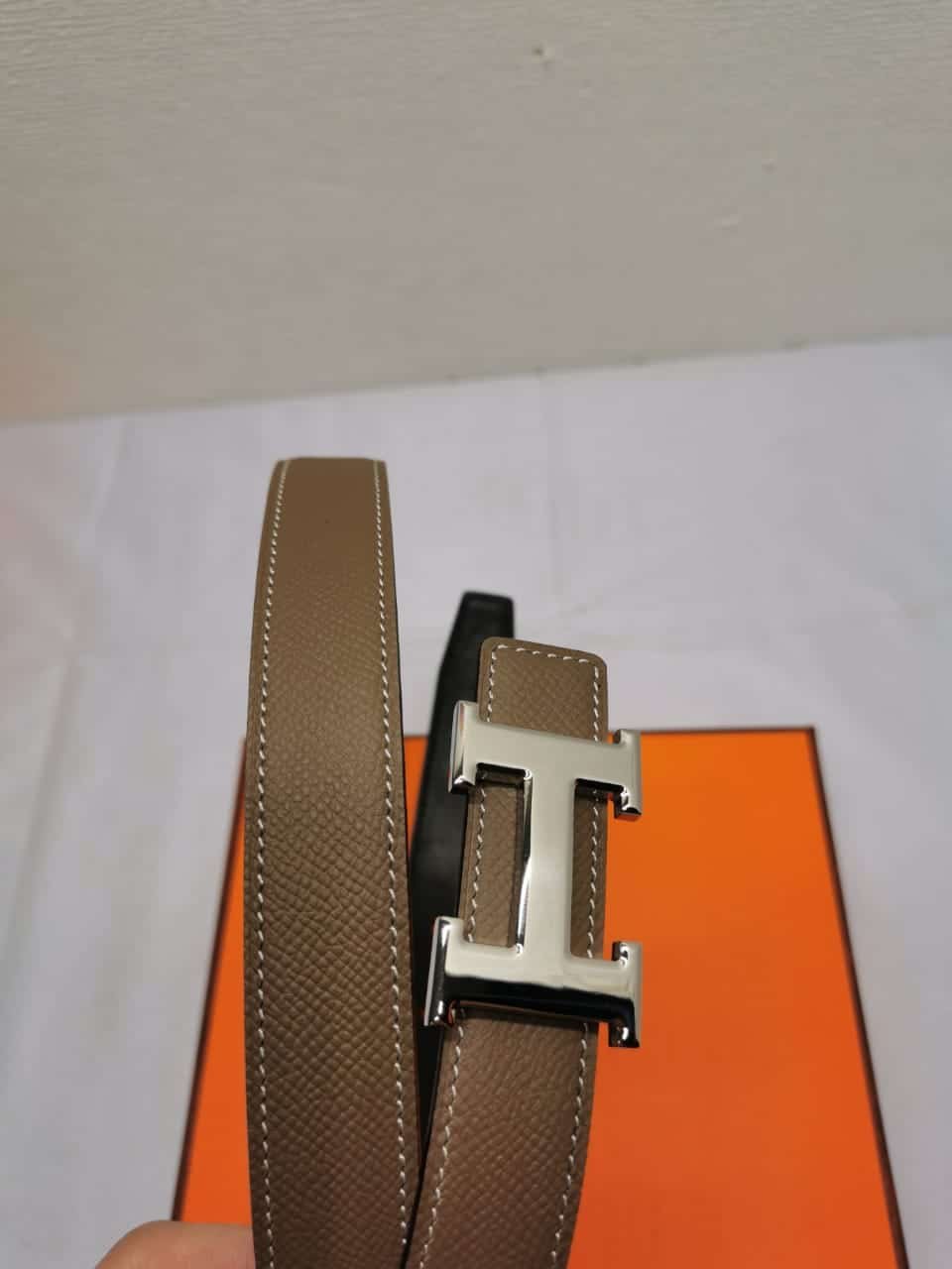 H**me5 Belt Togo Swift Silver Buckle Brown 24Mm