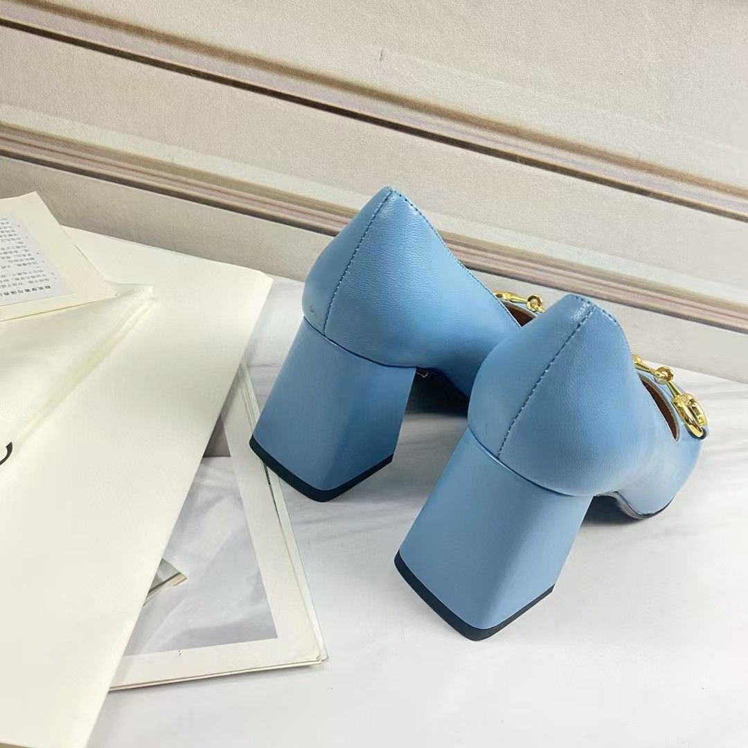 Gvc*1 Women’S Mid Heel Pump With Horsebit Blue