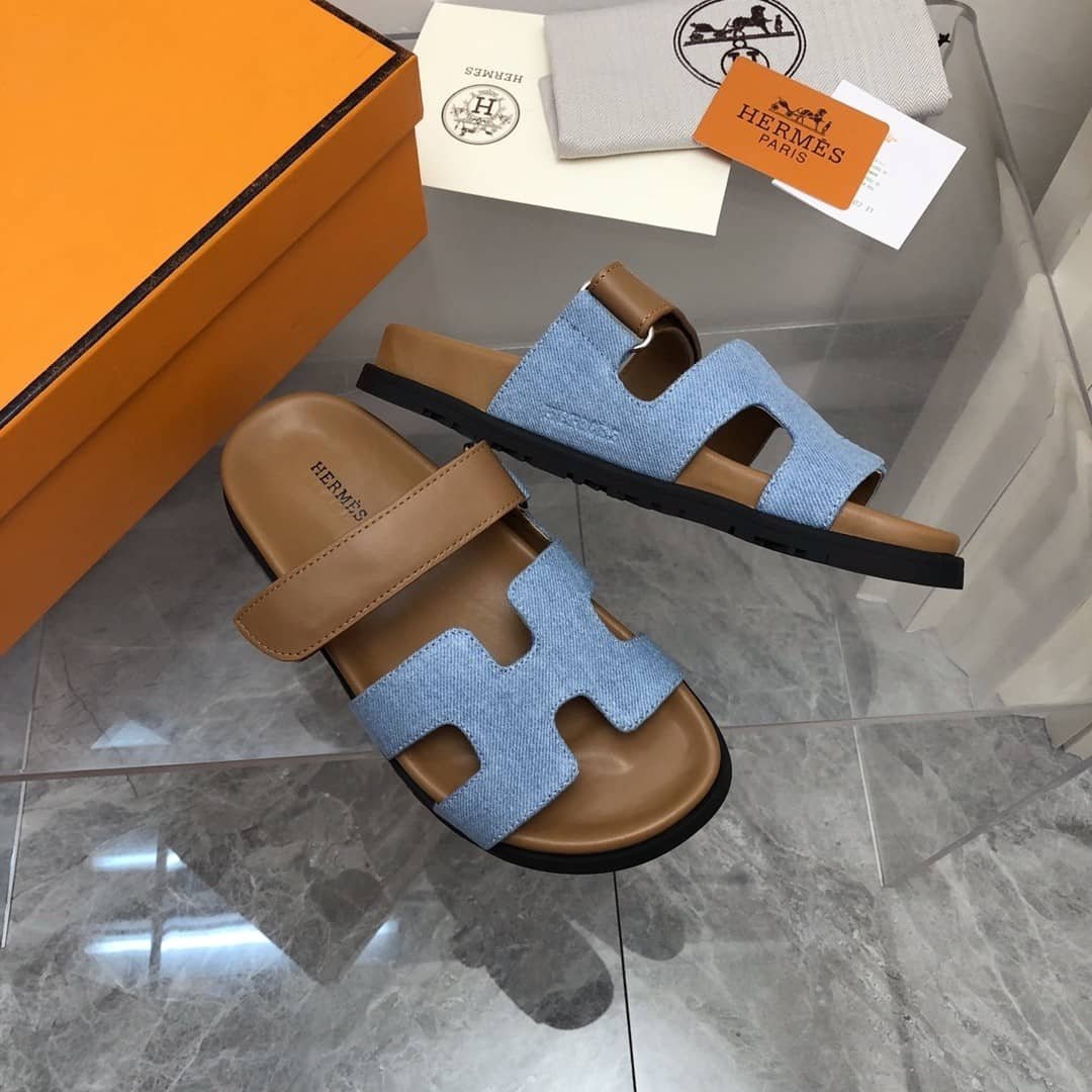H**me5 Chypre Flat Sandals Denim Brown