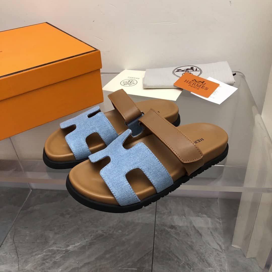 H**me5 Chypre Flat Sandals Denim Brown