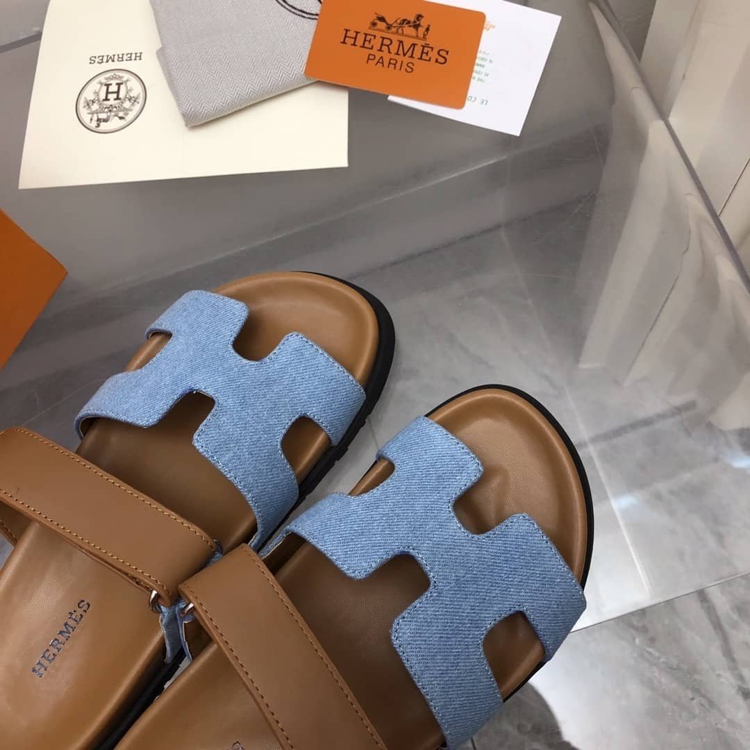 H**me5 Chypre Flat Sandals Denim Brown