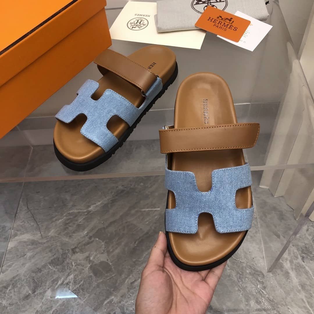 H**me5 Chypre Flat Sandals Denim Brown