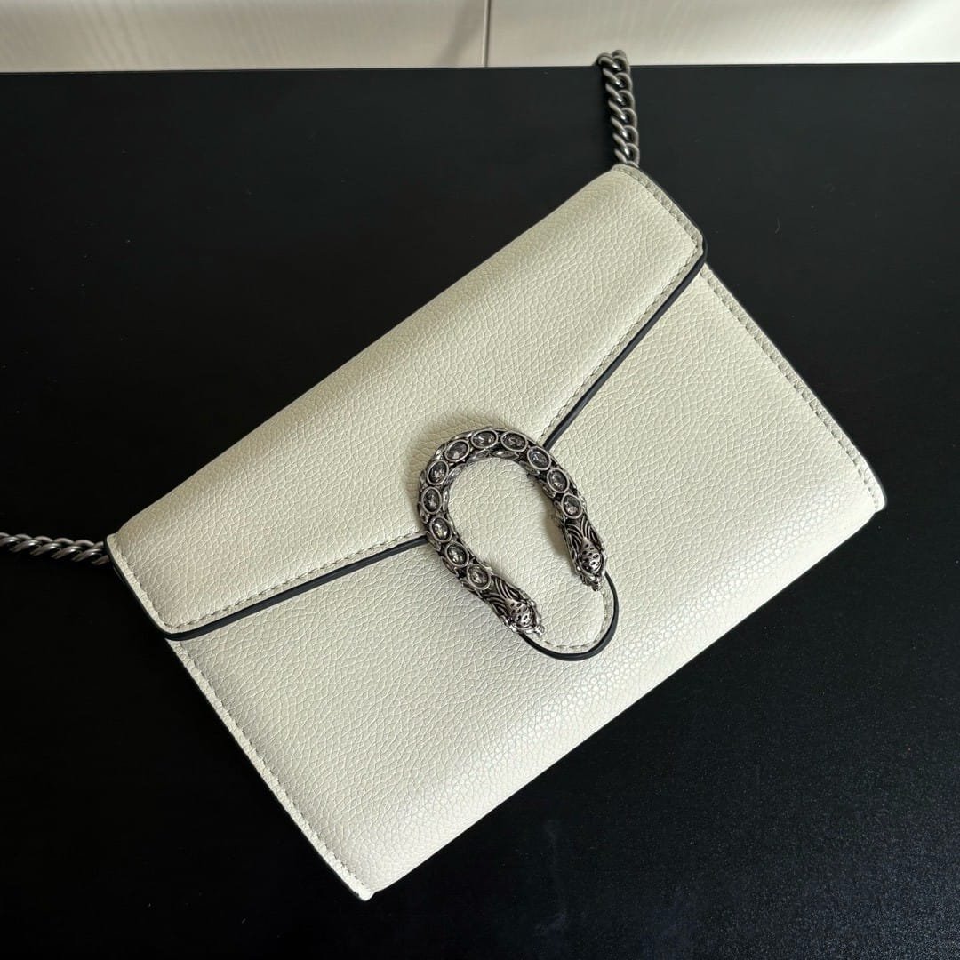 Gvc*1 Dionysus Wallet On Chain White Leather 20Cm 401231 CAOGM 9174