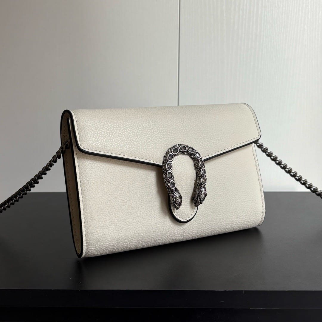 Gvc*1 Dionysus Wallet On Chain White Leather 20Cm 401231 CAOGM 9174
