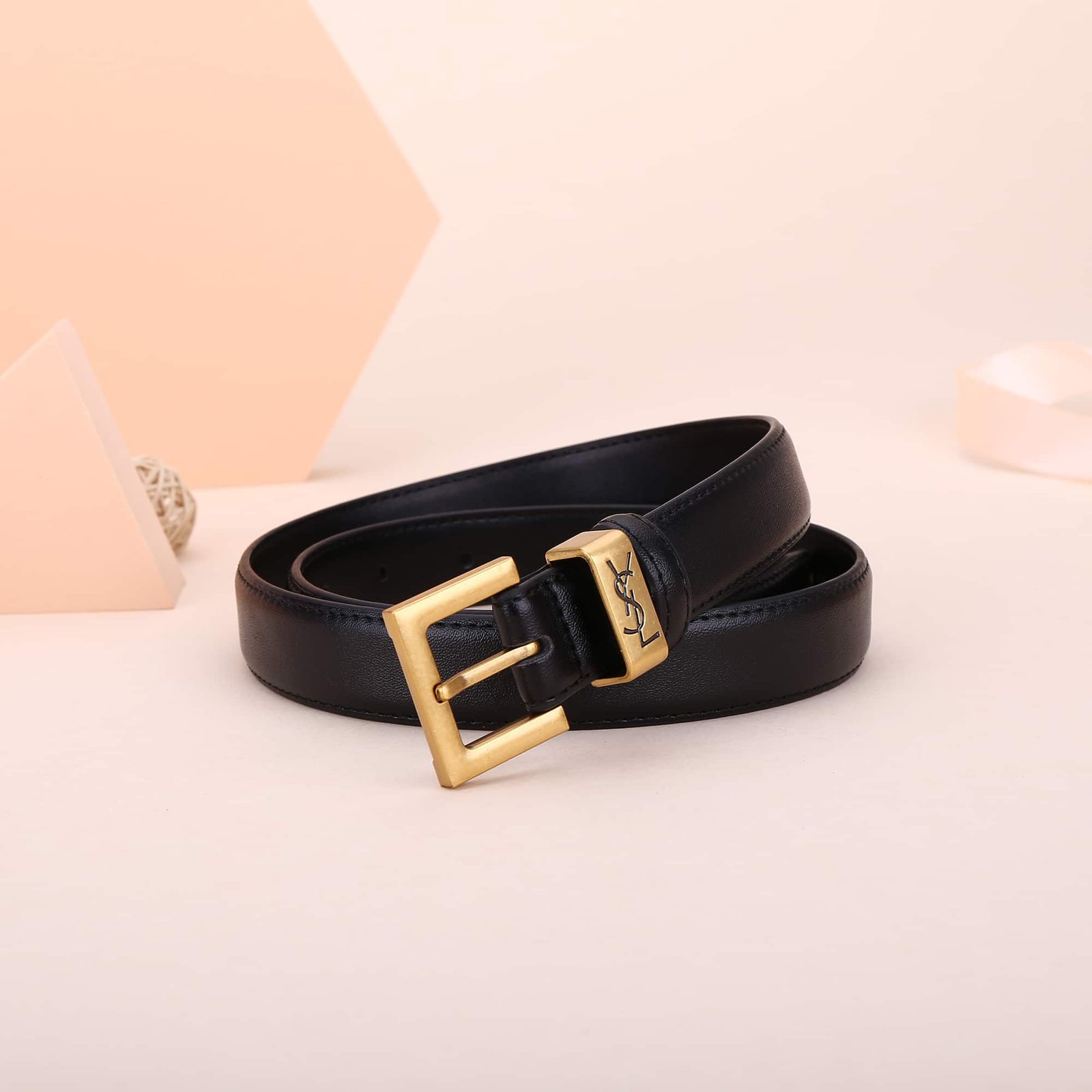 Sa1nt Lau*nt Y51 Square Logo Classic Belt Black 25Mm