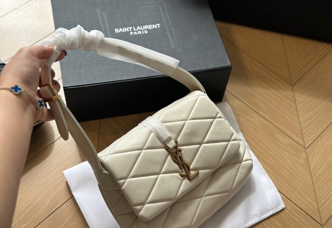 Sa1nt Lau*nt Le 57 Quilted Leather Shoulder Bag White 27Cm