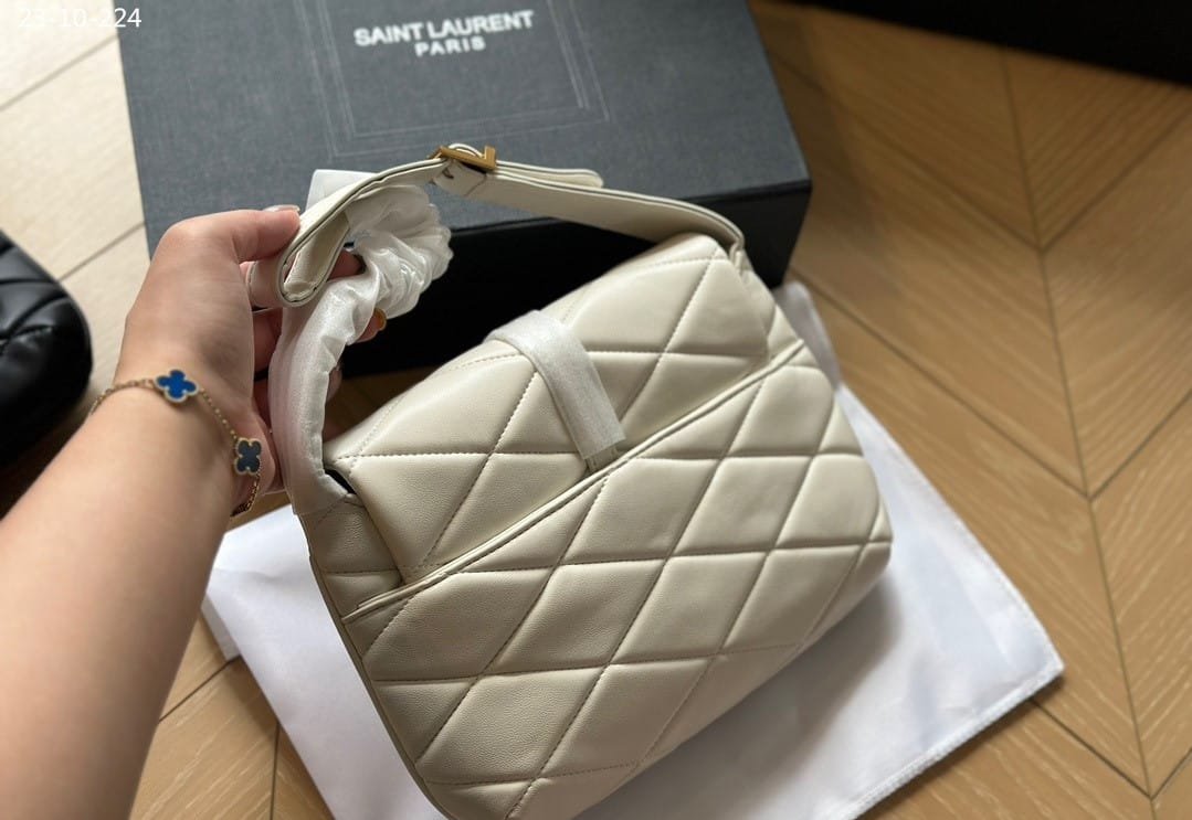 Sa1nt Lau*nt Le 57 Quilted Leather Shoulder Bag White 27Cm