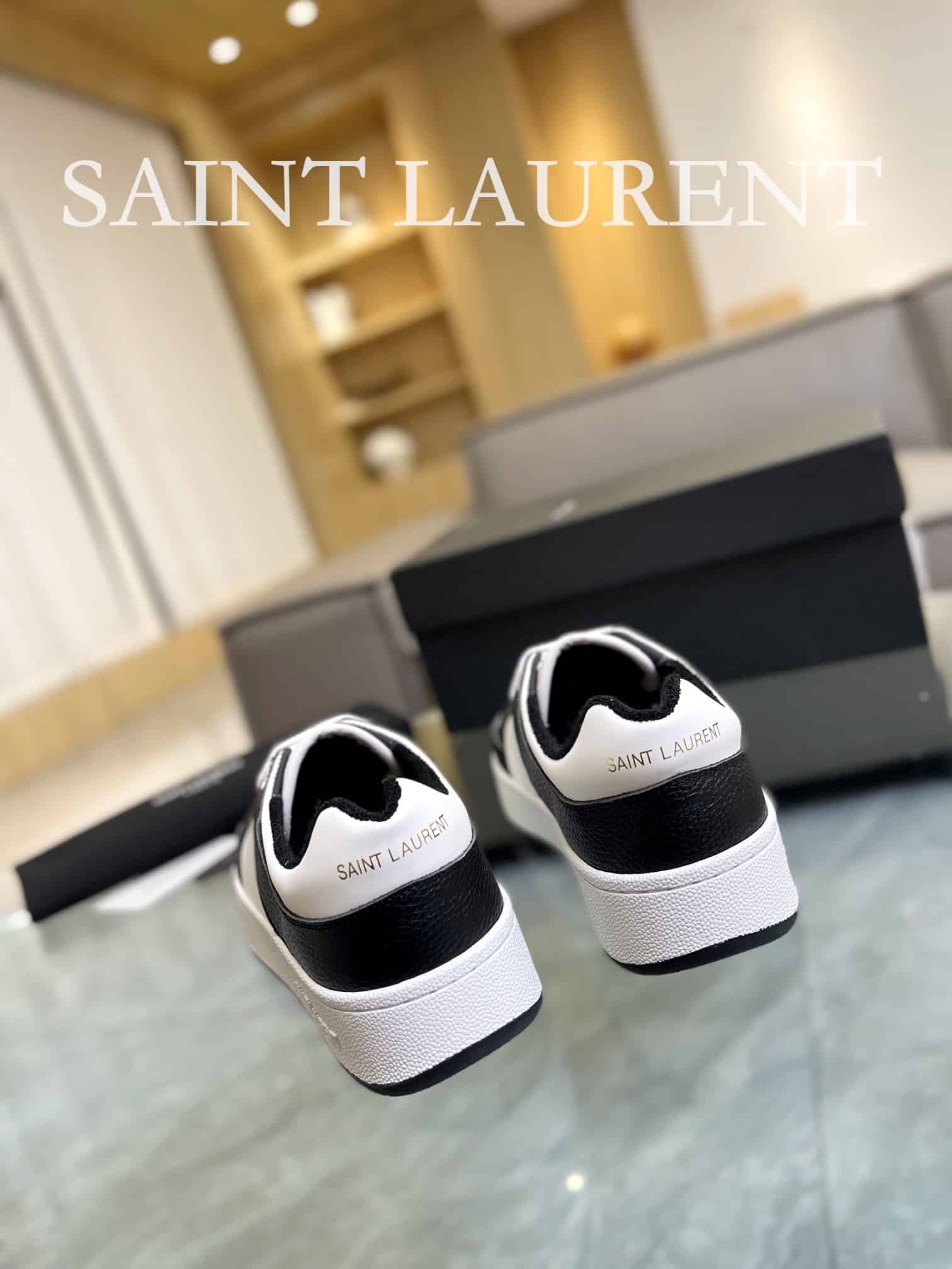Sa1nt Lau*nt Perforated Leather Sneaker Black And White