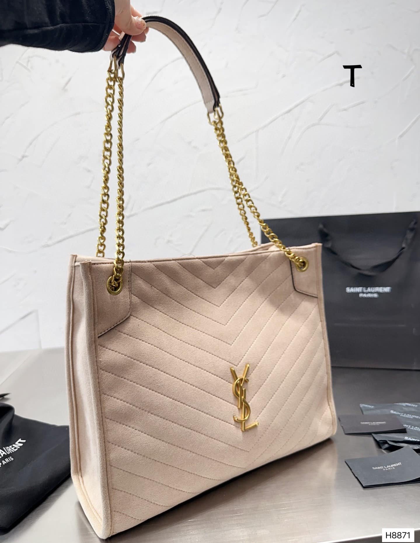 Sa1nt Lau*nt Medium Niki Shopping Bag Beige 33Cm