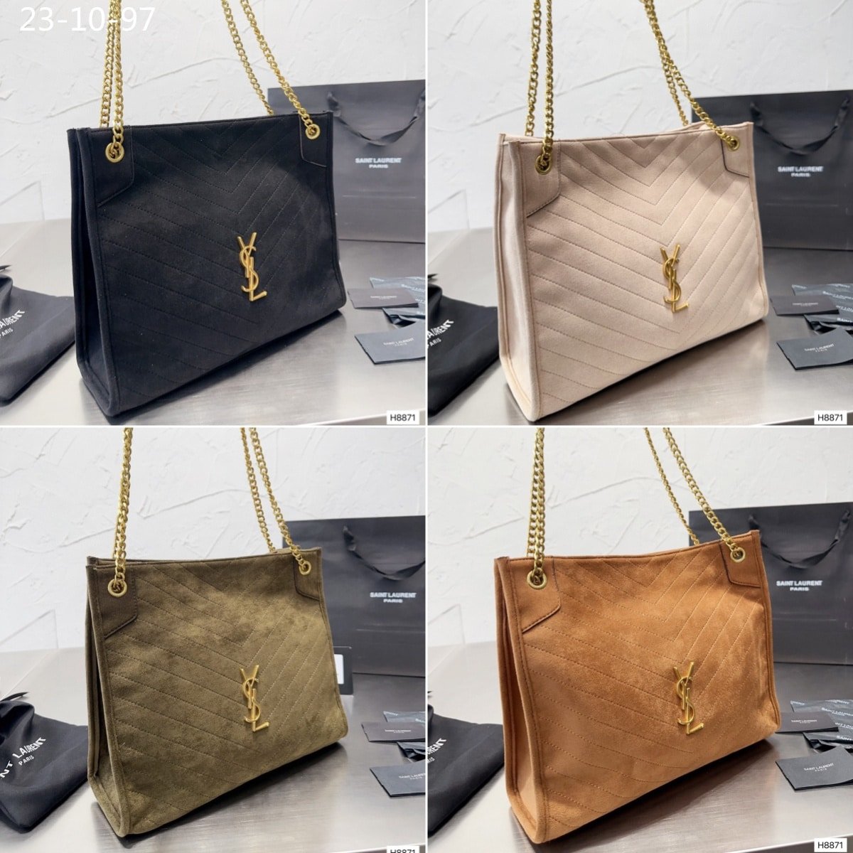 Sa1nt Lau*nt Medium Niki Shopping Bag Beige 33Cm