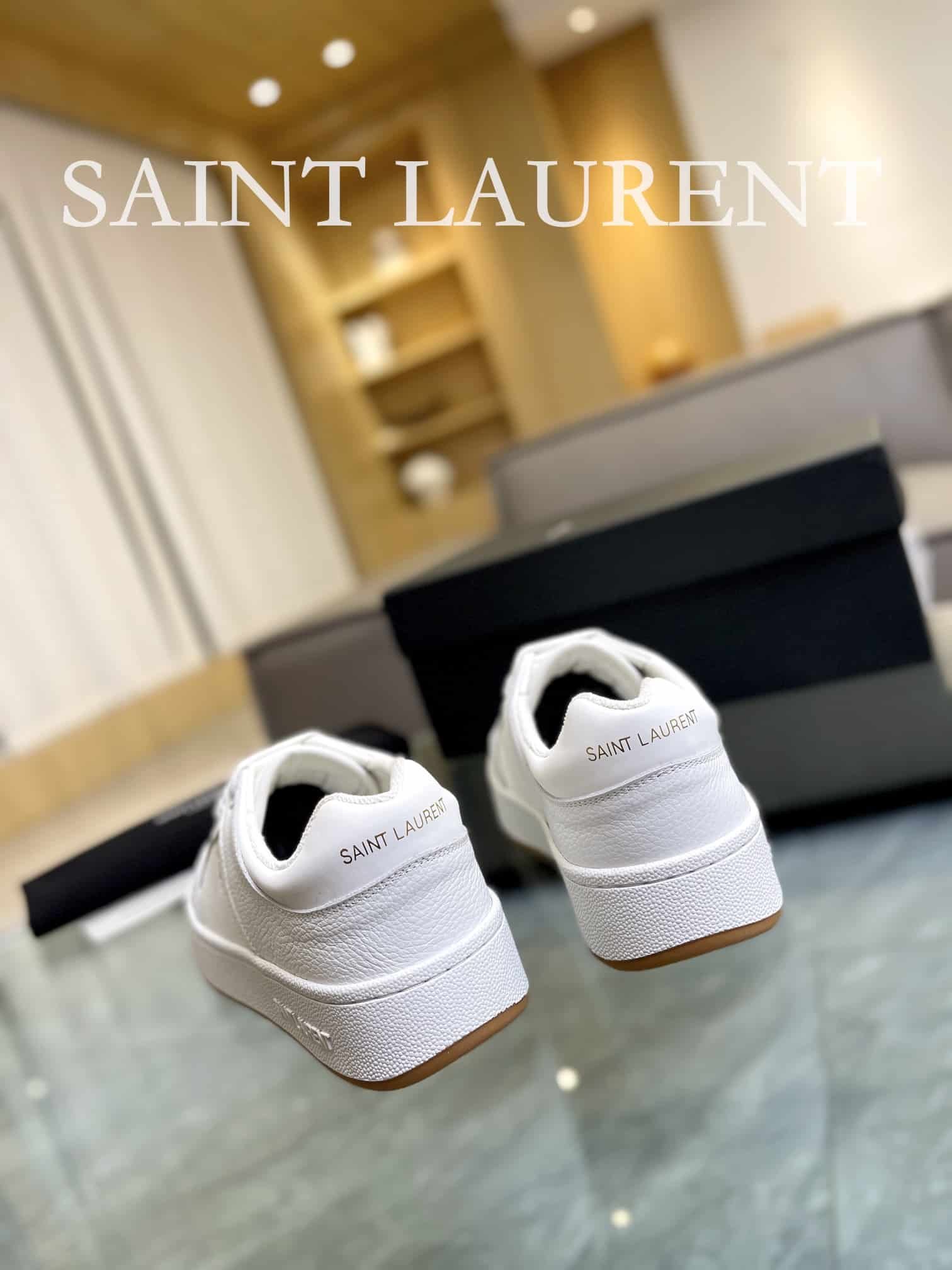 Sa1nt Lau*nt Perforated Leather Sneaker White