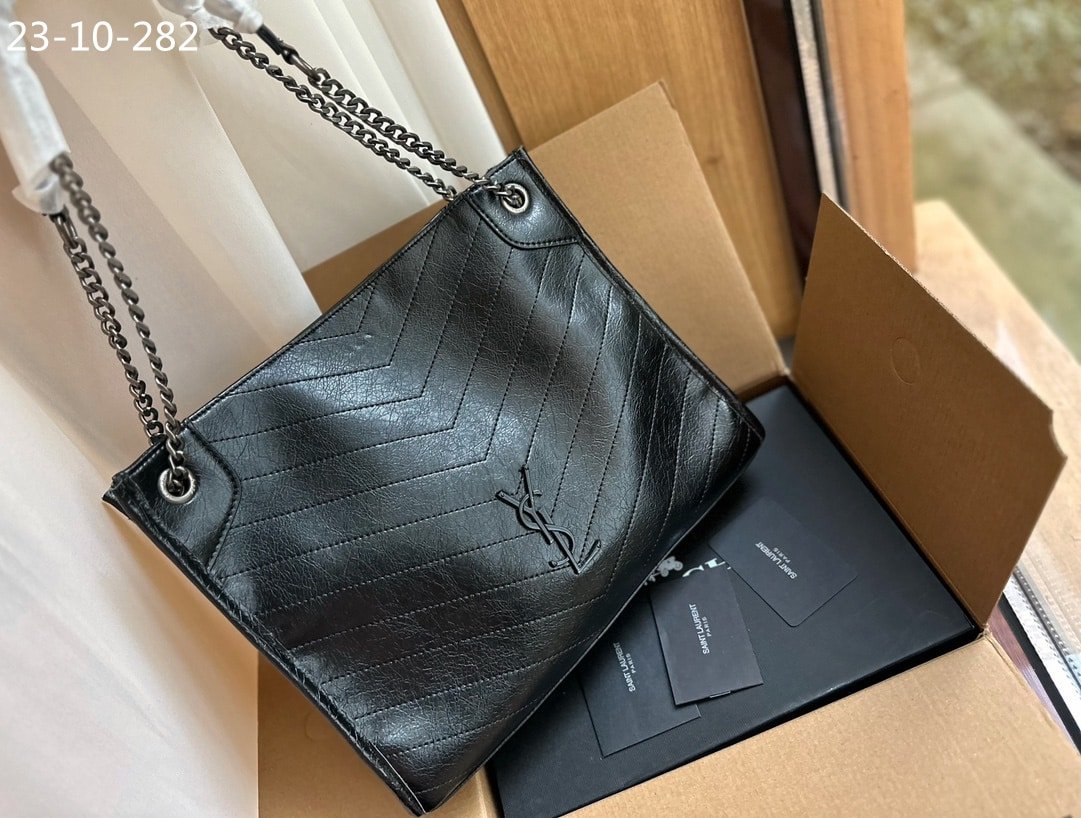 Sa1nt Lau*nt Medium Niki Shopping Bag Black 33Cm