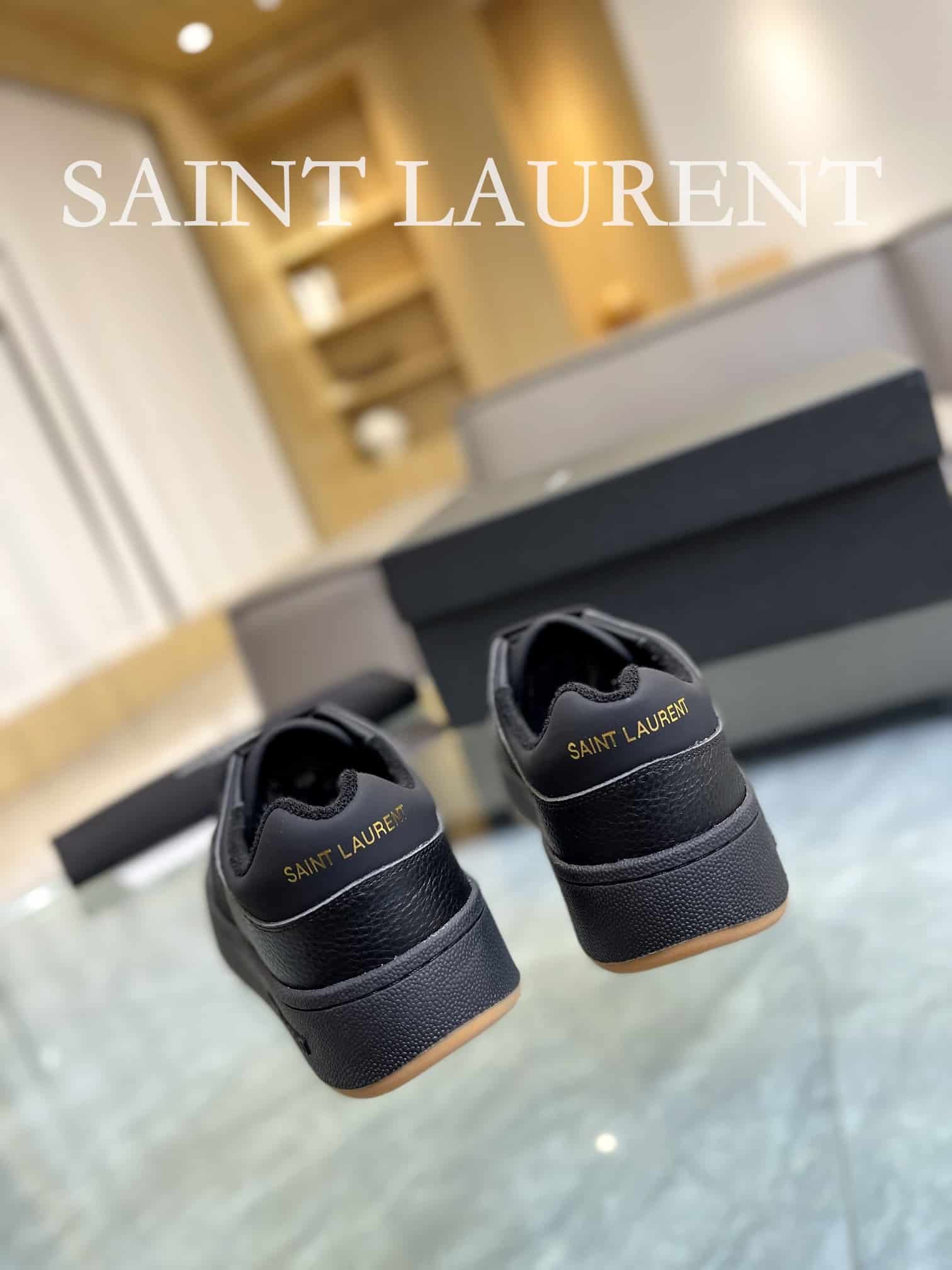 Sa1nt Lau*nt Perforated Leather Sneaker Black