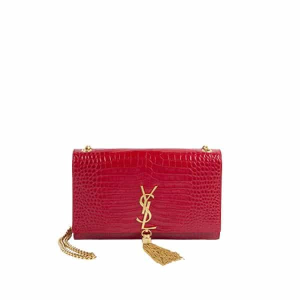 Sa1nt Lau*nt Kate Monogram Shoulder Bag Crocodile Red 20Cm