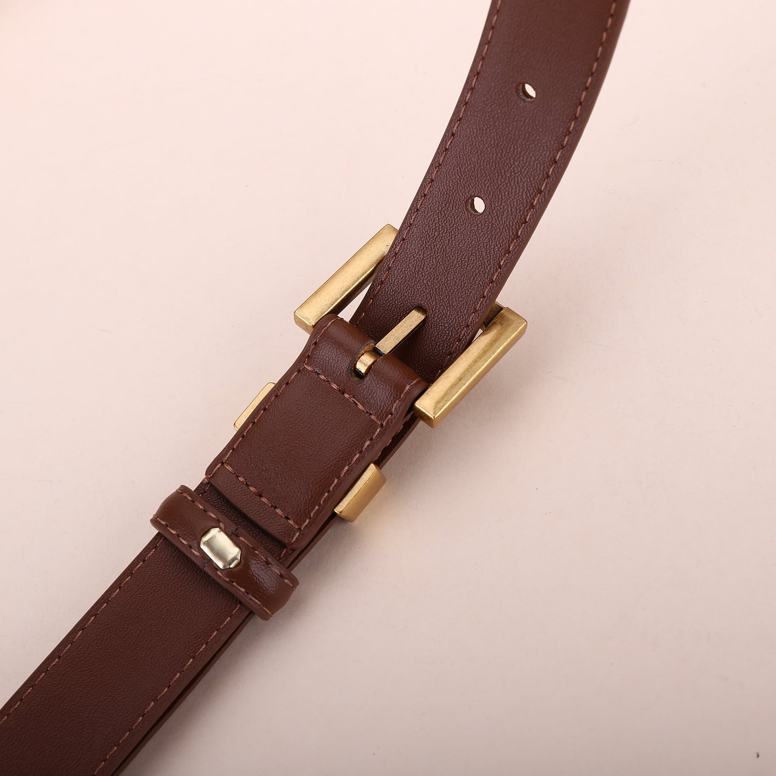 Sa1nt Lau*nt Y51 Square Logo Classic Belt Dark Brown 25Mm