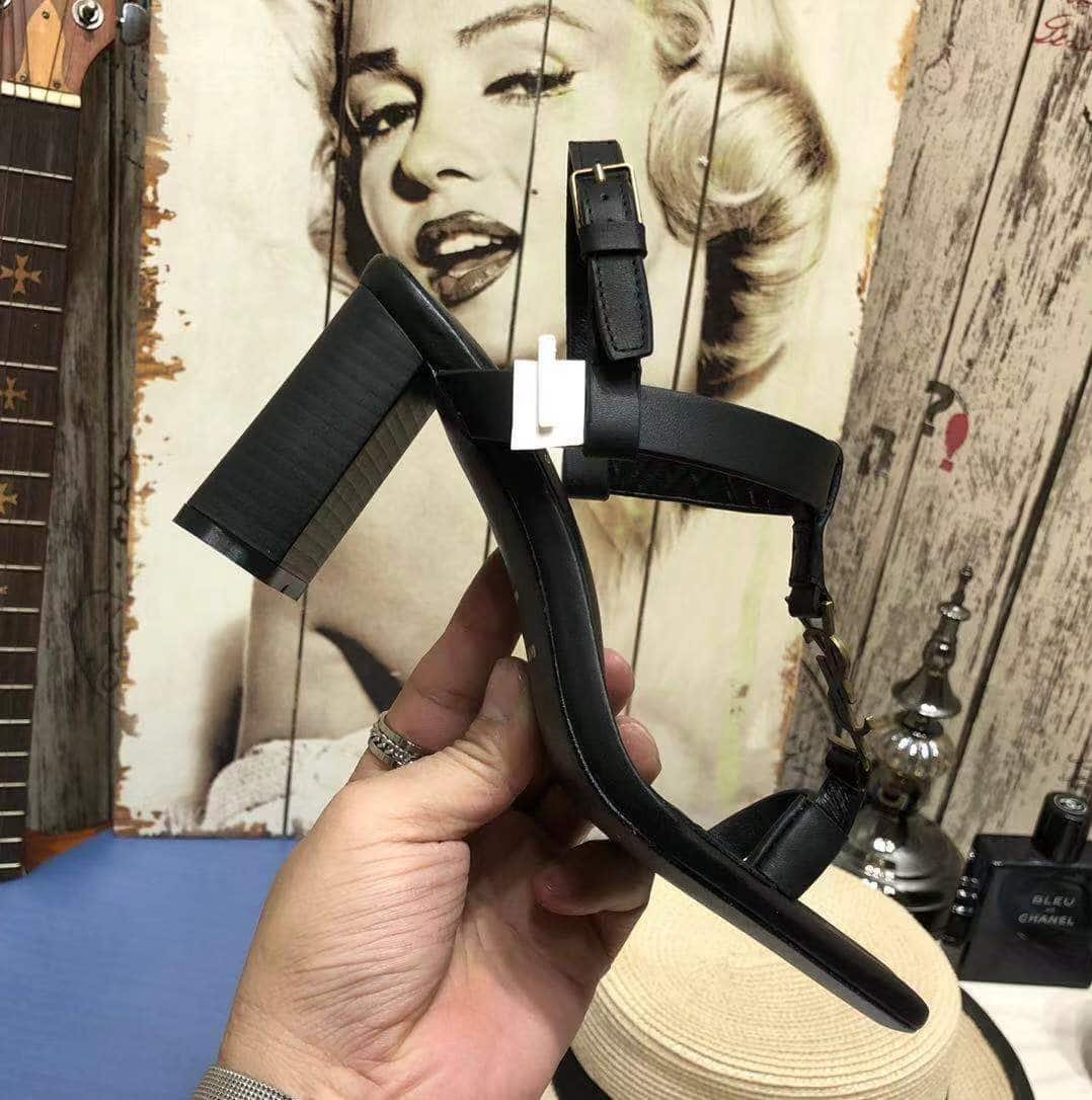 Sa1nt Lau*nt Cassandra Leather Slingback Sandals Black 658198Dwett1000