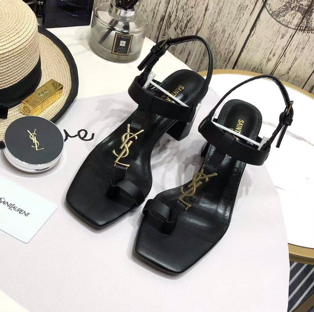 Sa1nt Lau*nt Cassandra Leather Slingback Sandals Black 658198Dwett1000