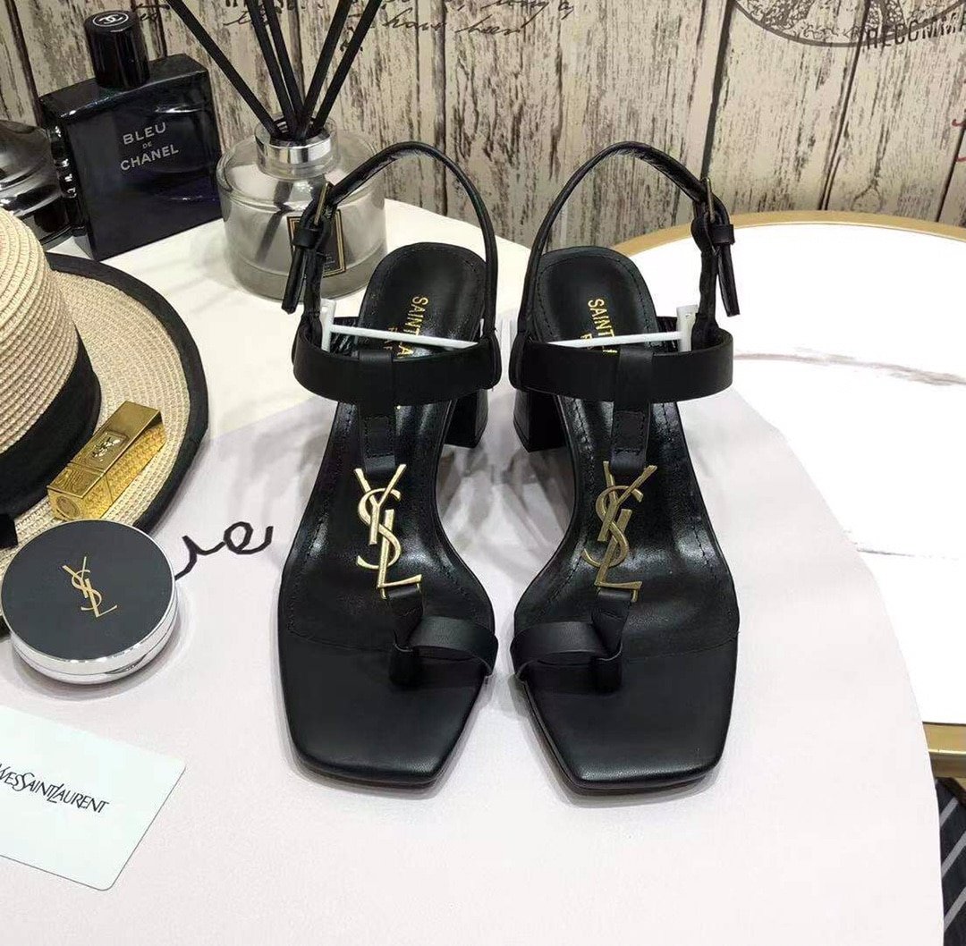 Sa1nt Lau*nt Cassandra Leather Slingback Sandals Black 658198Dwett1000