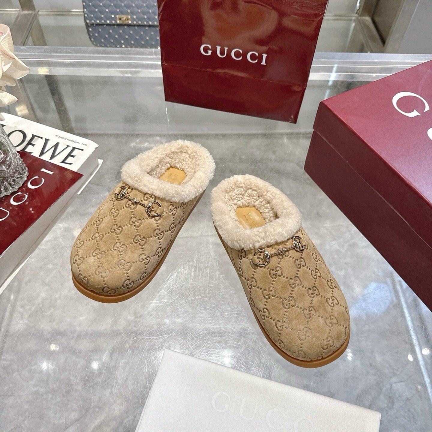 Gvc*1 Women Mule With Horsebit Beige Gg 836057 Aae27 9556