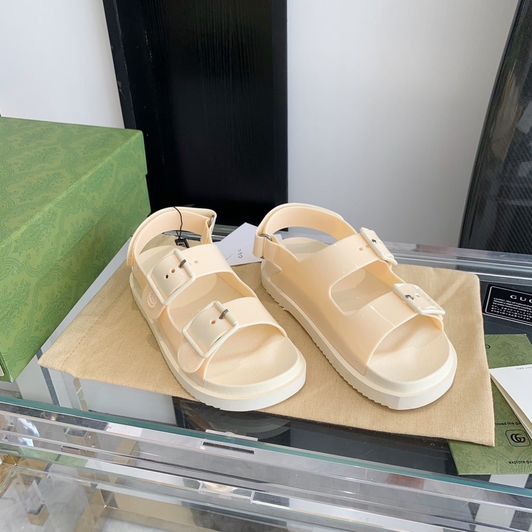 Gvc*1 Women’S Mini Double G Sandal Rubber Off White 660243 J8700 9050