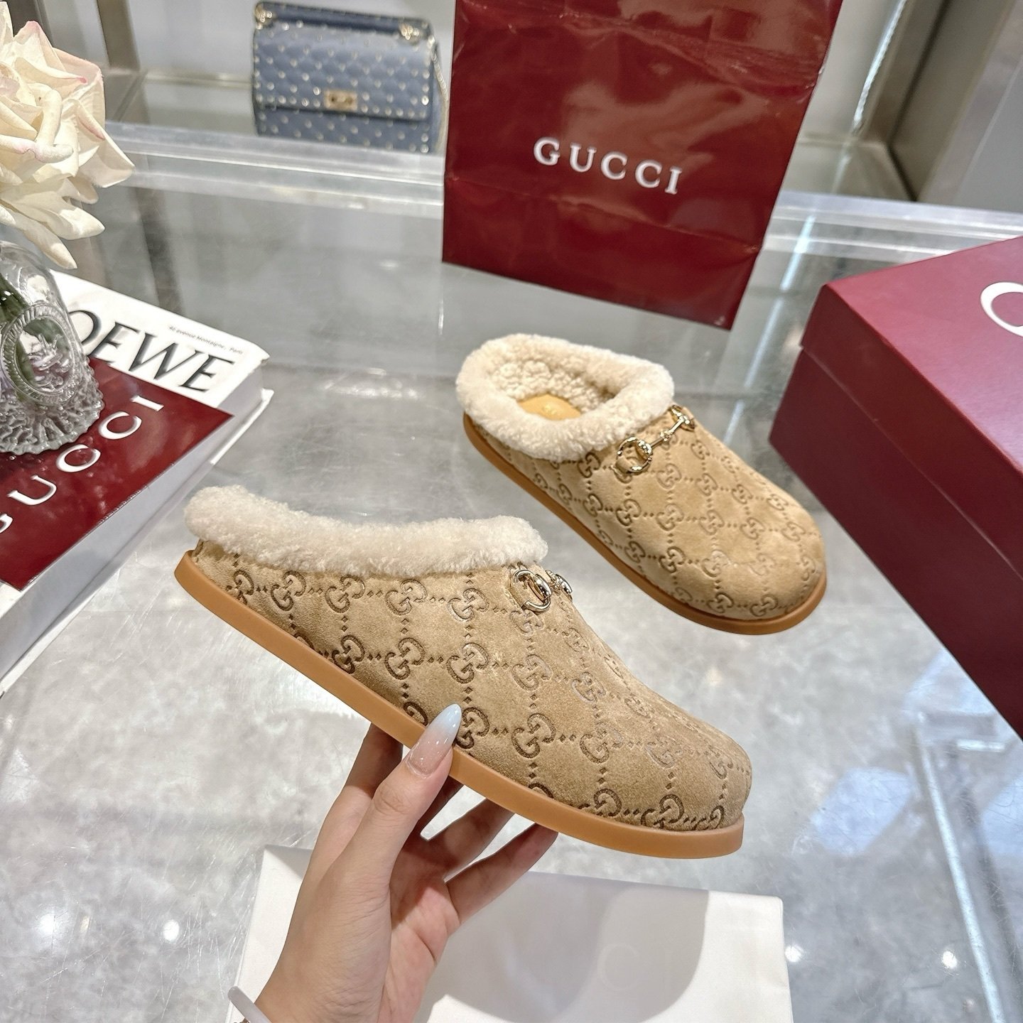 Gvc*1 Women Mule With Horsebit Beige Gg 836057 Aae27 9556