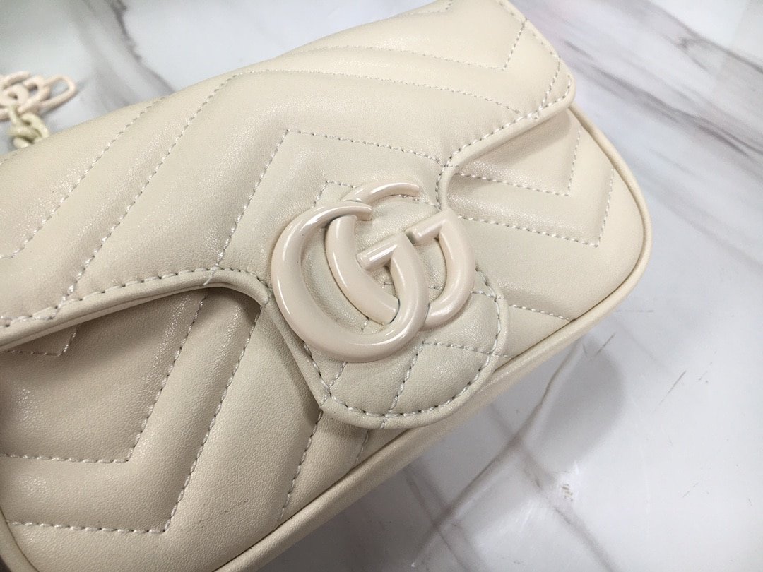 Gvc*1 Women’S Natural Gg Marmont Leather Bag White 16.5Cm 699757 Um8Kv 9022