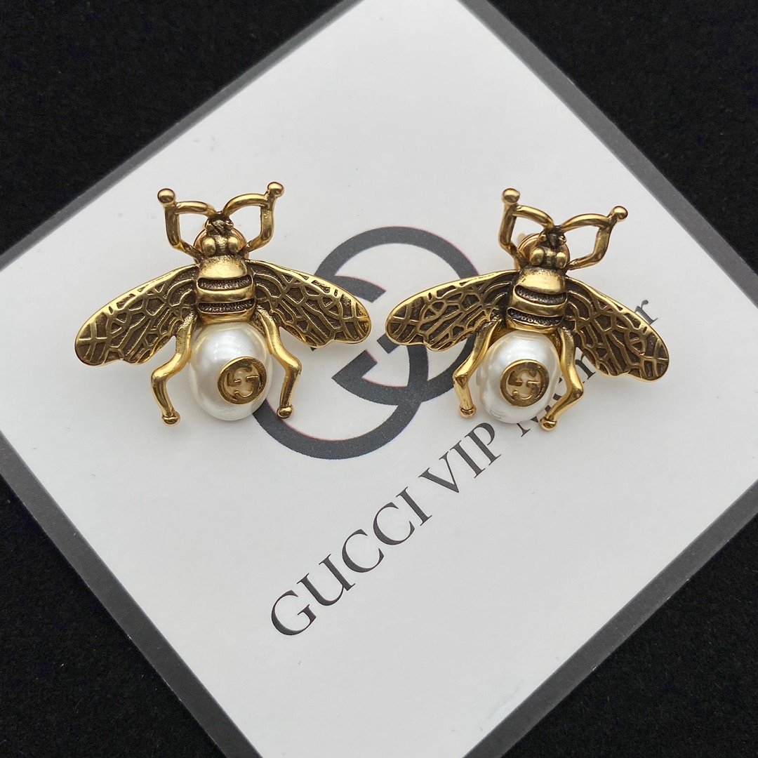Gvc*1 Gg Bee Pearl Gold Earrings