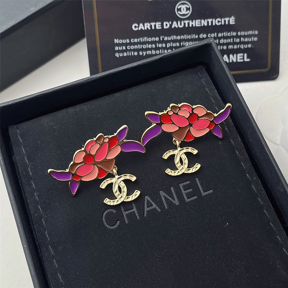 Ch**el Pendant Earrings Gold And Multicolour Abf933 B21129 U2138