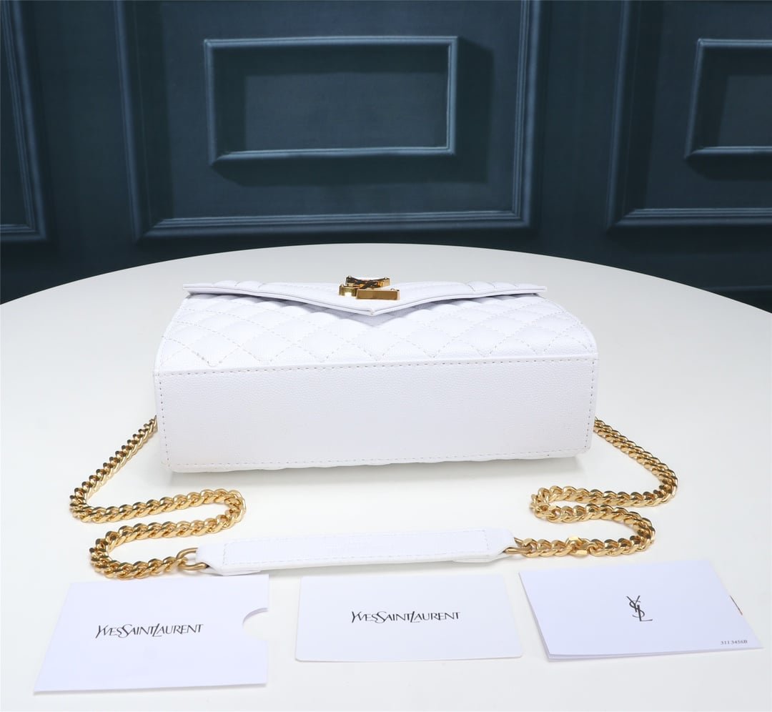 Sa1nt Lau*nt Envelope Small Bag In Mix Matelassé Grain De Poudre Embossed White 600195Bow919207