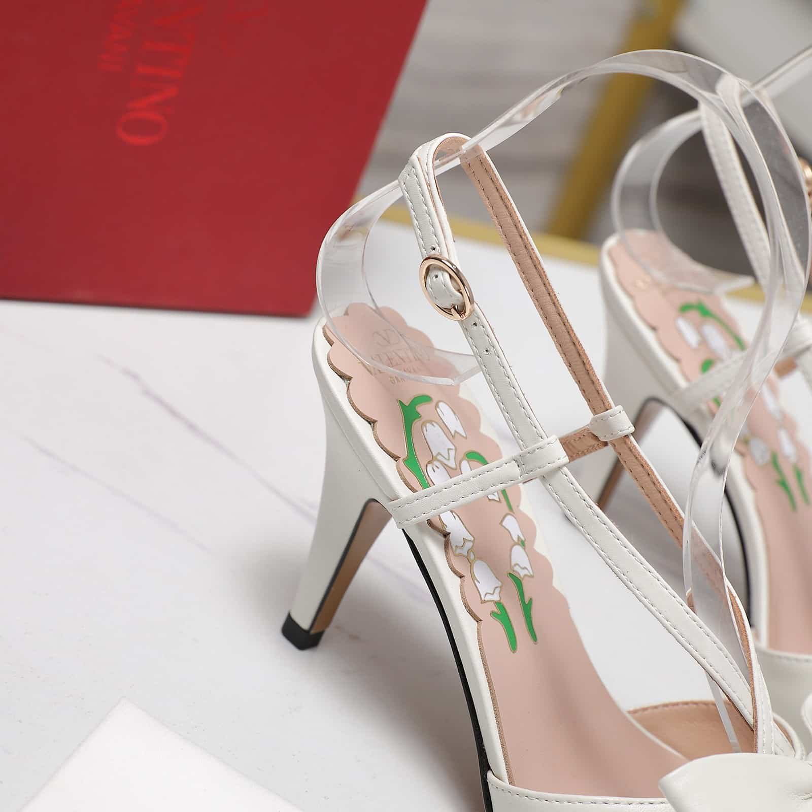 Va1e*ntin0 Bowow Slingback Pumps White 7W2S0Mx5Ddt 098