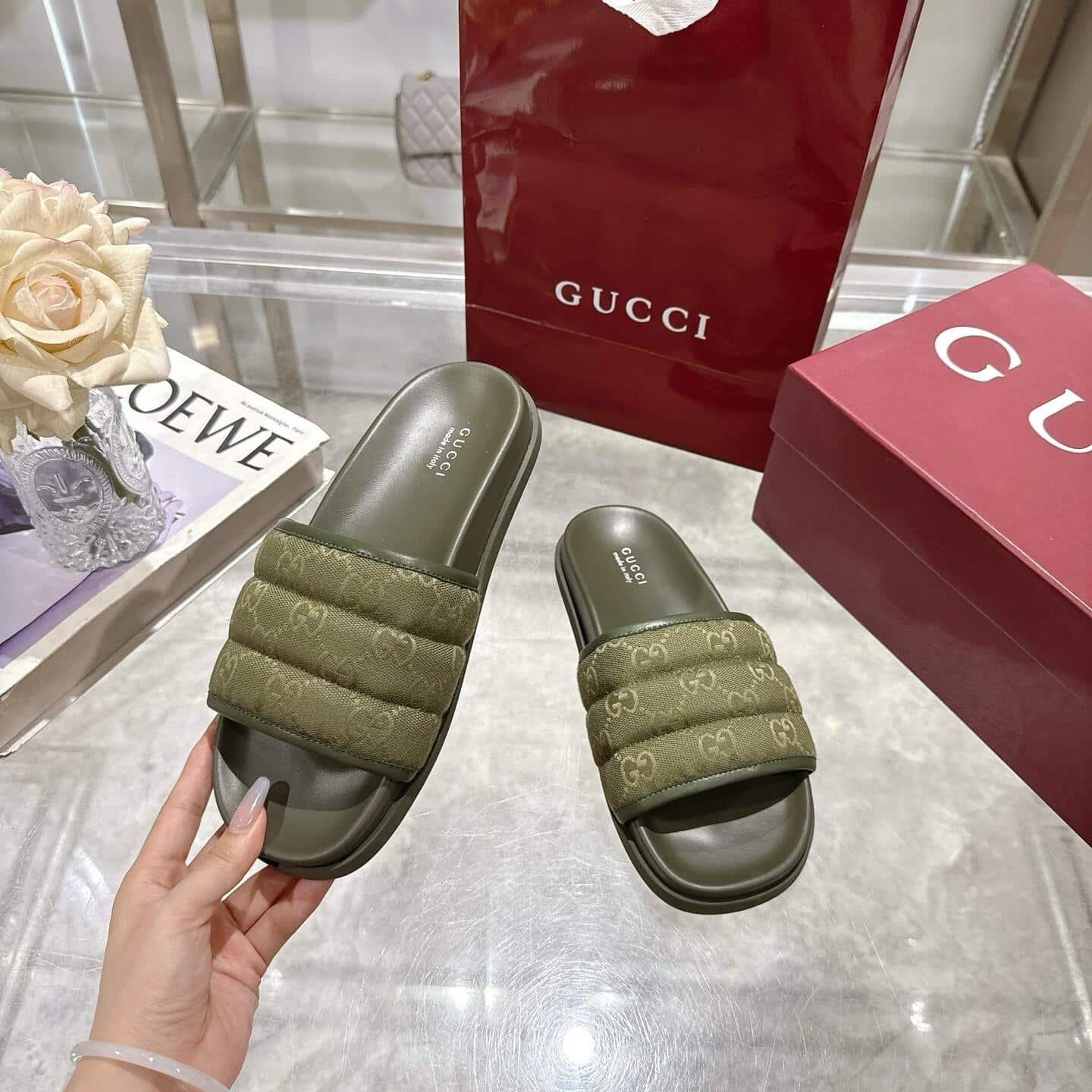 Gvc*1 Men Slide Sandal Dark Green 838089 Fad71 8746