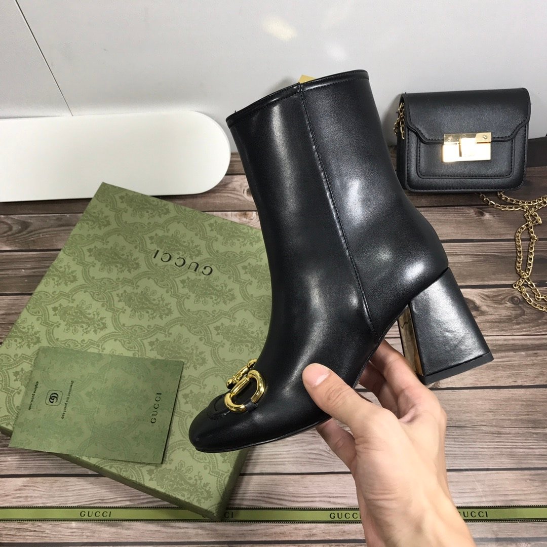 Gvc*1 Women’S Horsebit Mid Heel Ankle Boots Black 643888 Bko00 1000