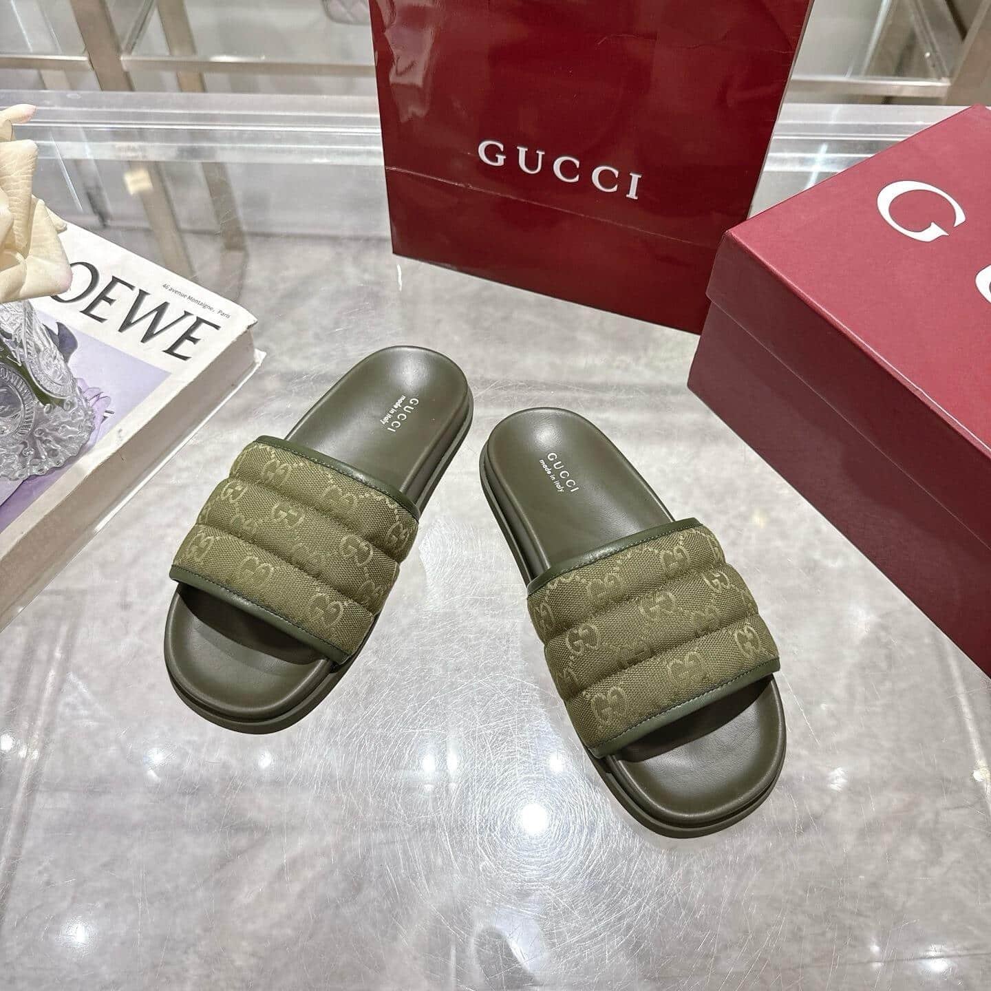 Gvc*1 Men Slide Sandal Dark Green 838089 Fad71 8746