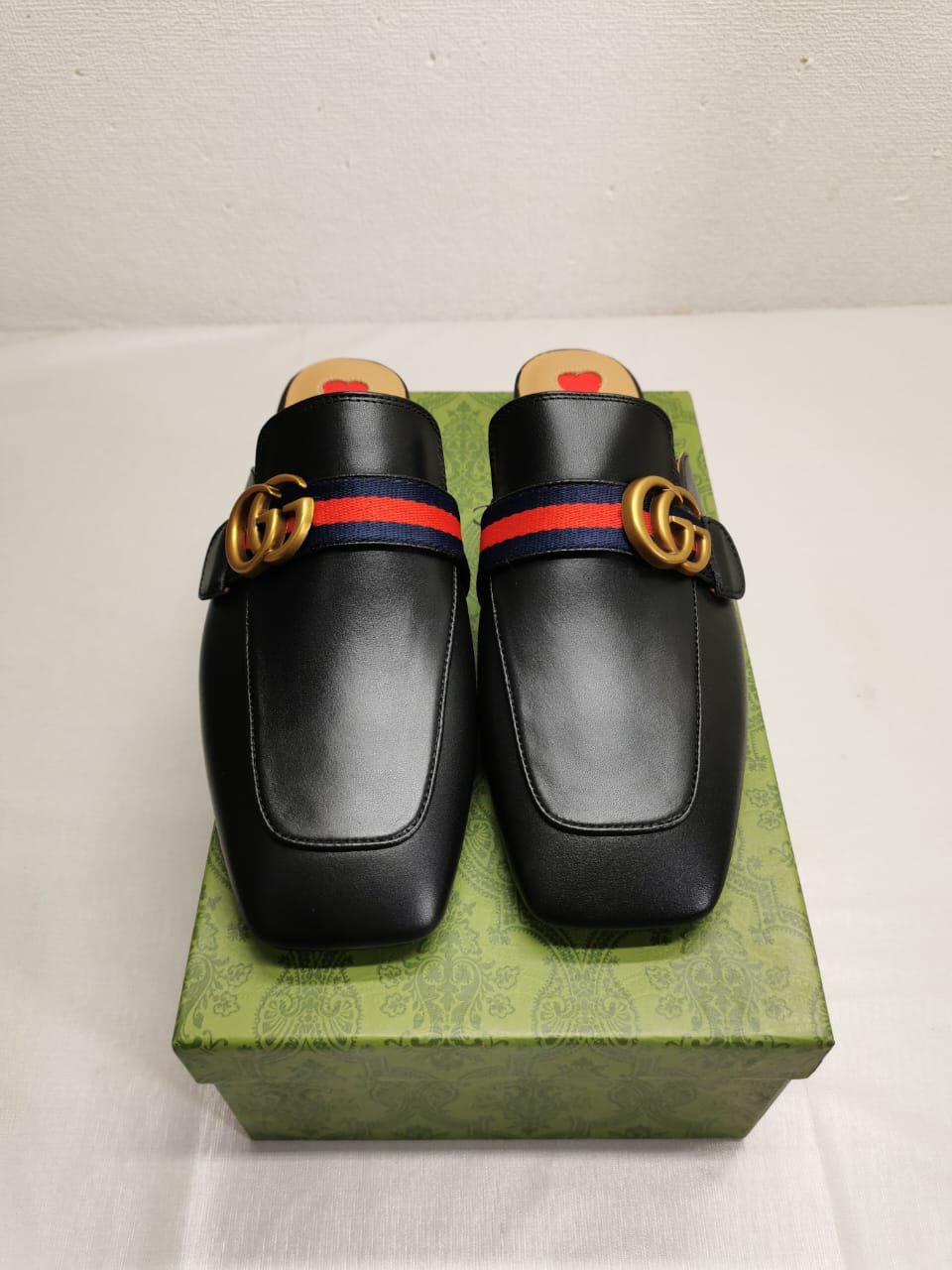 Gvc*1 Women’S Princetown Slipper Double G Black Leather 423694 Dkhc0 1061