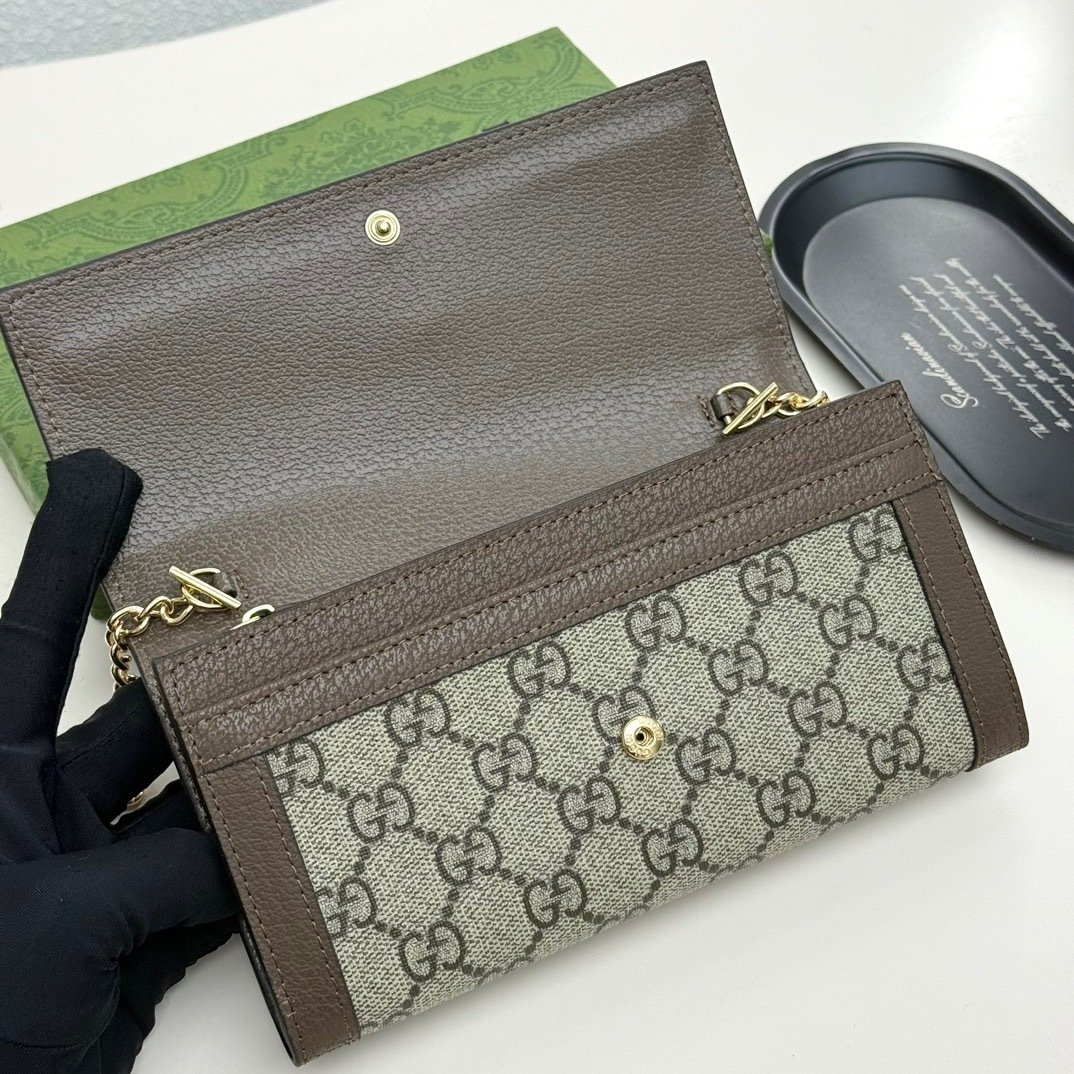 Gvc*1 Ophidia Chain Wallet Beige Gg Svp*me Canvas 19Cm 772309K9Gsg8367