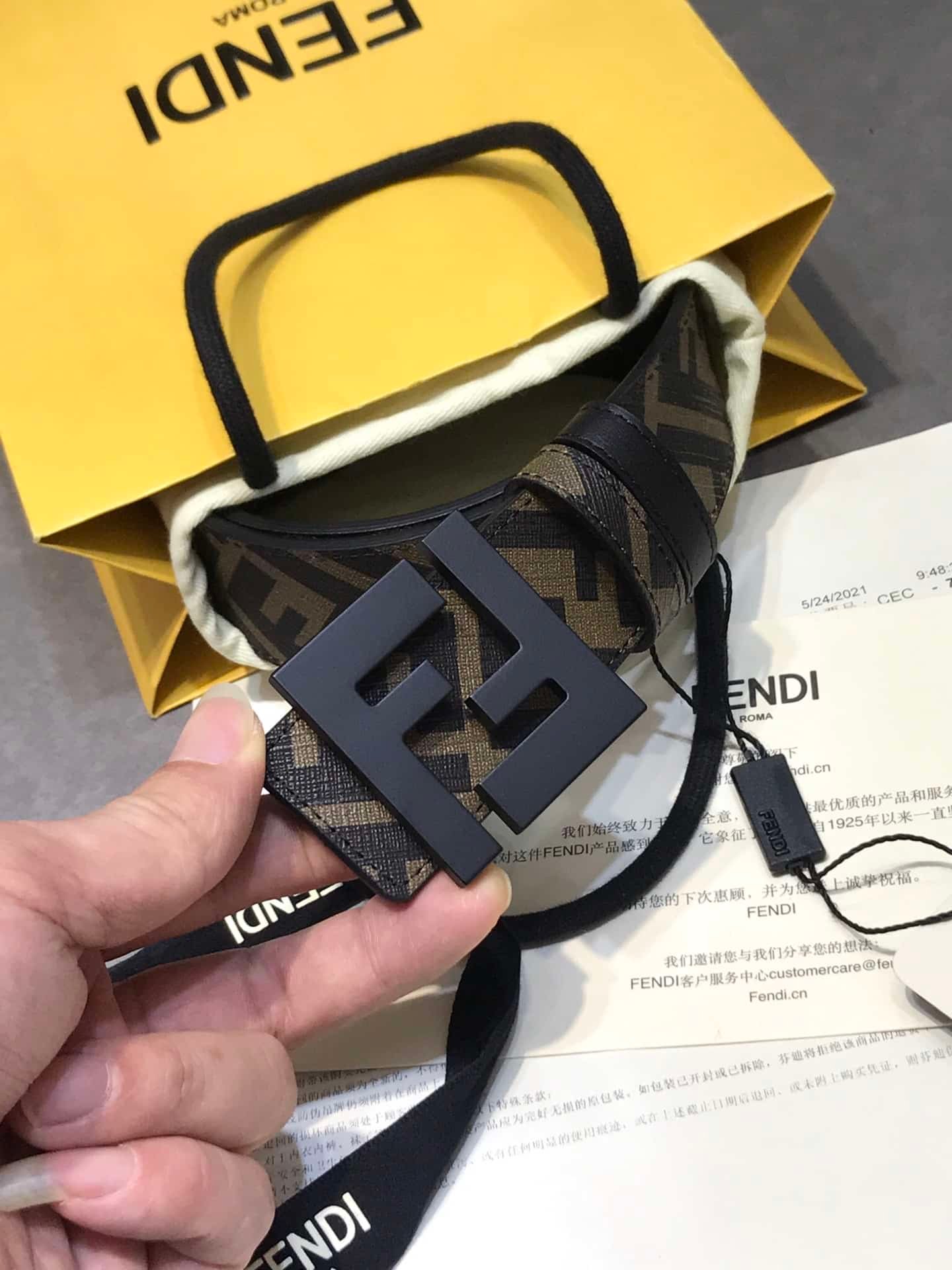 F**di Reversible Ff Leather Belt Brown 40Mm