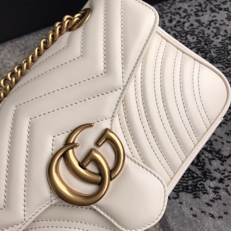 Gvc*1 Gg Marmont Mini Shoulder Bag White Matelasse 22Cm ‎446744 Dtdit 9022