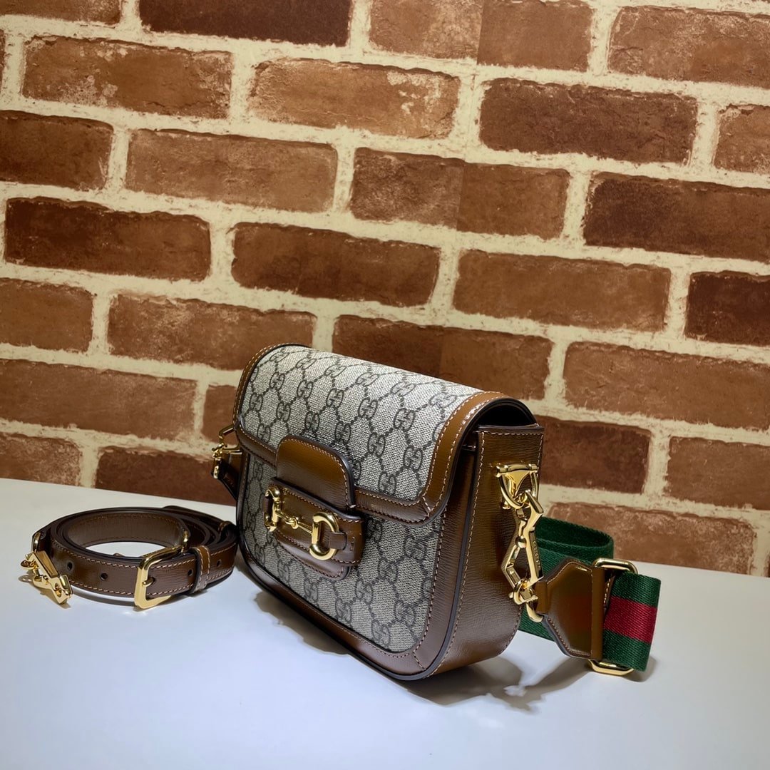 Gvc*1 Horsebit 1955 Small Shoulder Bag Gg Svp*me Canvas Beige Brown 20Cm 658574 Huhhg 8565
