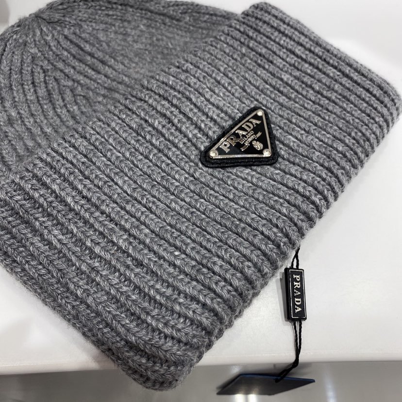 Pra*a Wool And Cashmere Beanie Silver Grey Umd489 3Im F0480 S 211