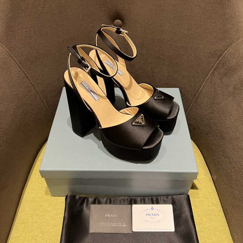 Pra*a High Heeled Satin Sandals Black 1Xp48B 049 F0002 F 135