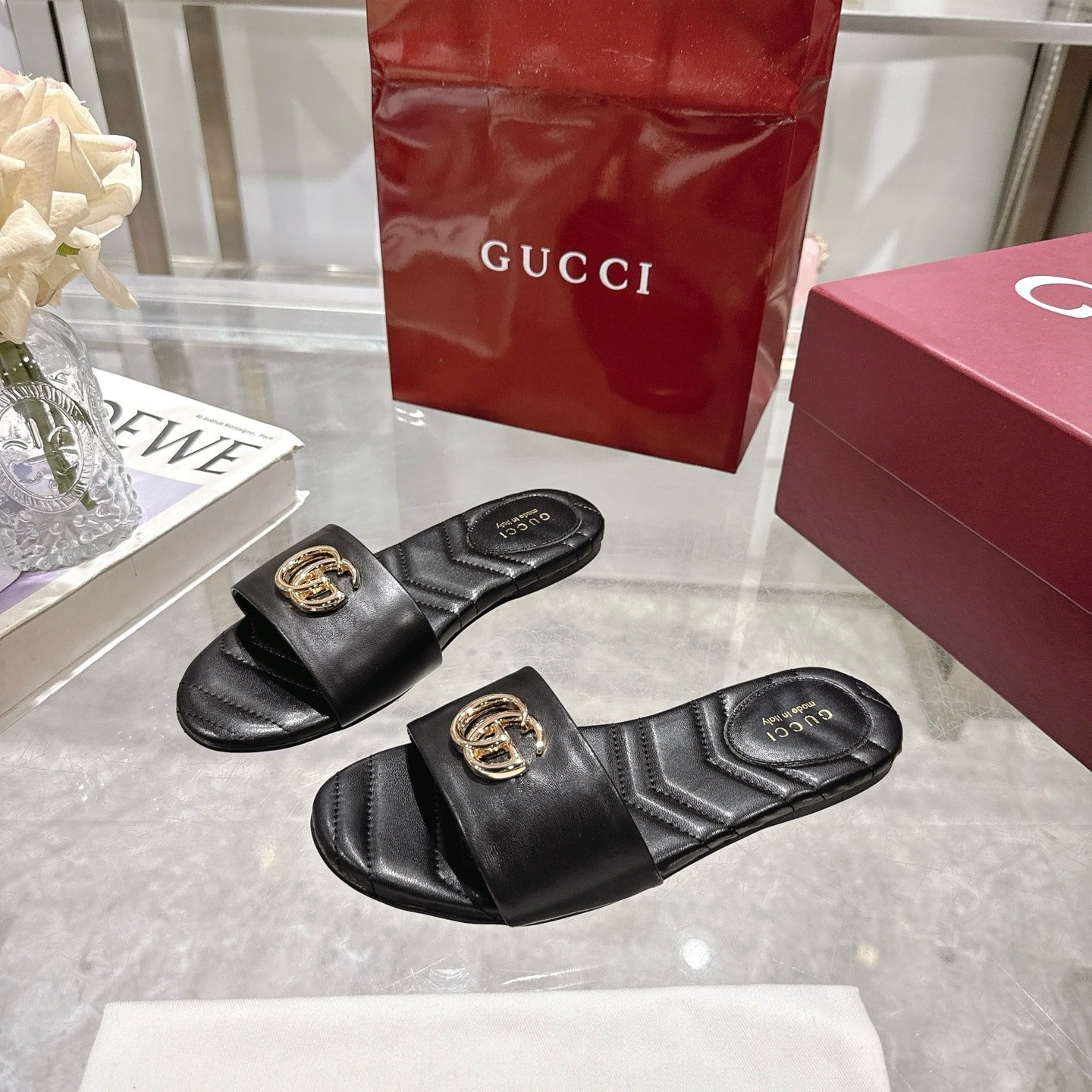 Gvc*1 Women Slide Sandal With Double G Black ‎832449 Bko00 1000