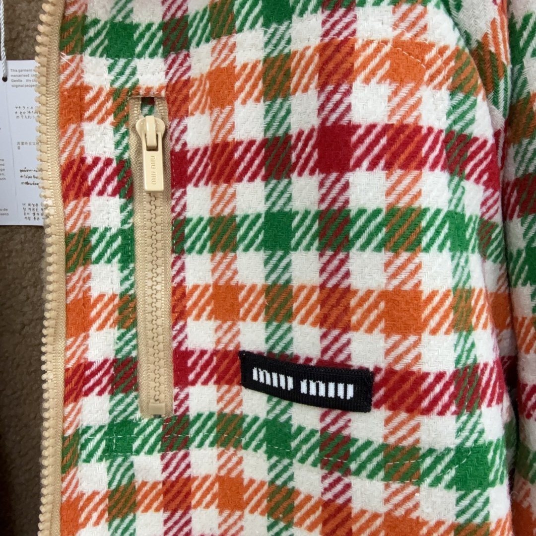 M1um1u Fleece Lined Checked Blouson Jacket Multicolor Ml1358 18Fu F04Uo S Ooo