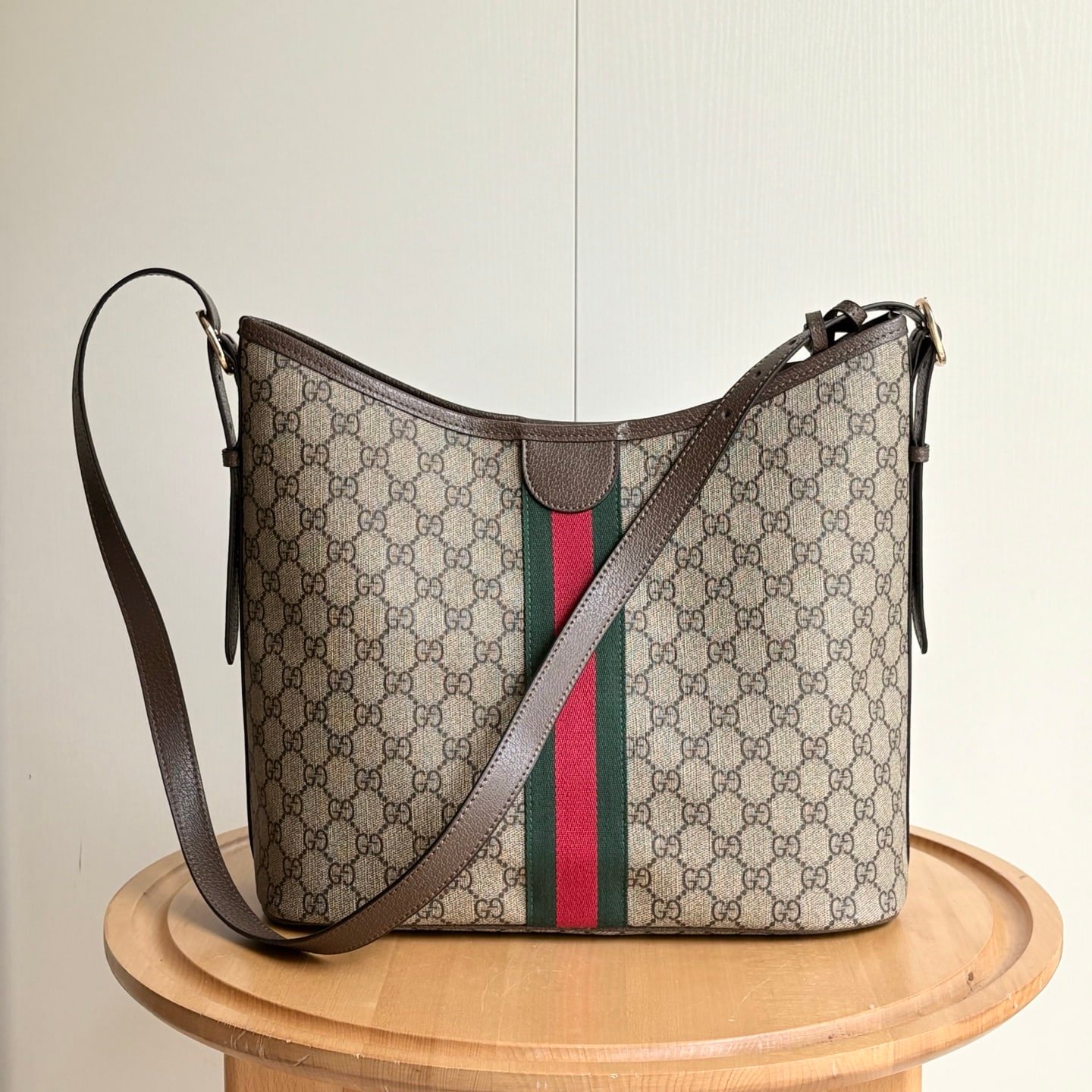 Gvc*1 Ophidia Large Shoulder Bag Beige And Dark Brown 33Cm ‎836871 Fae0K 9853