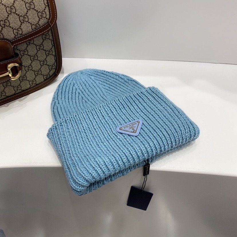 Pra*a Wool And Cashmere Beanie Sliver Blue Umd489 3Im F0Svf S 211