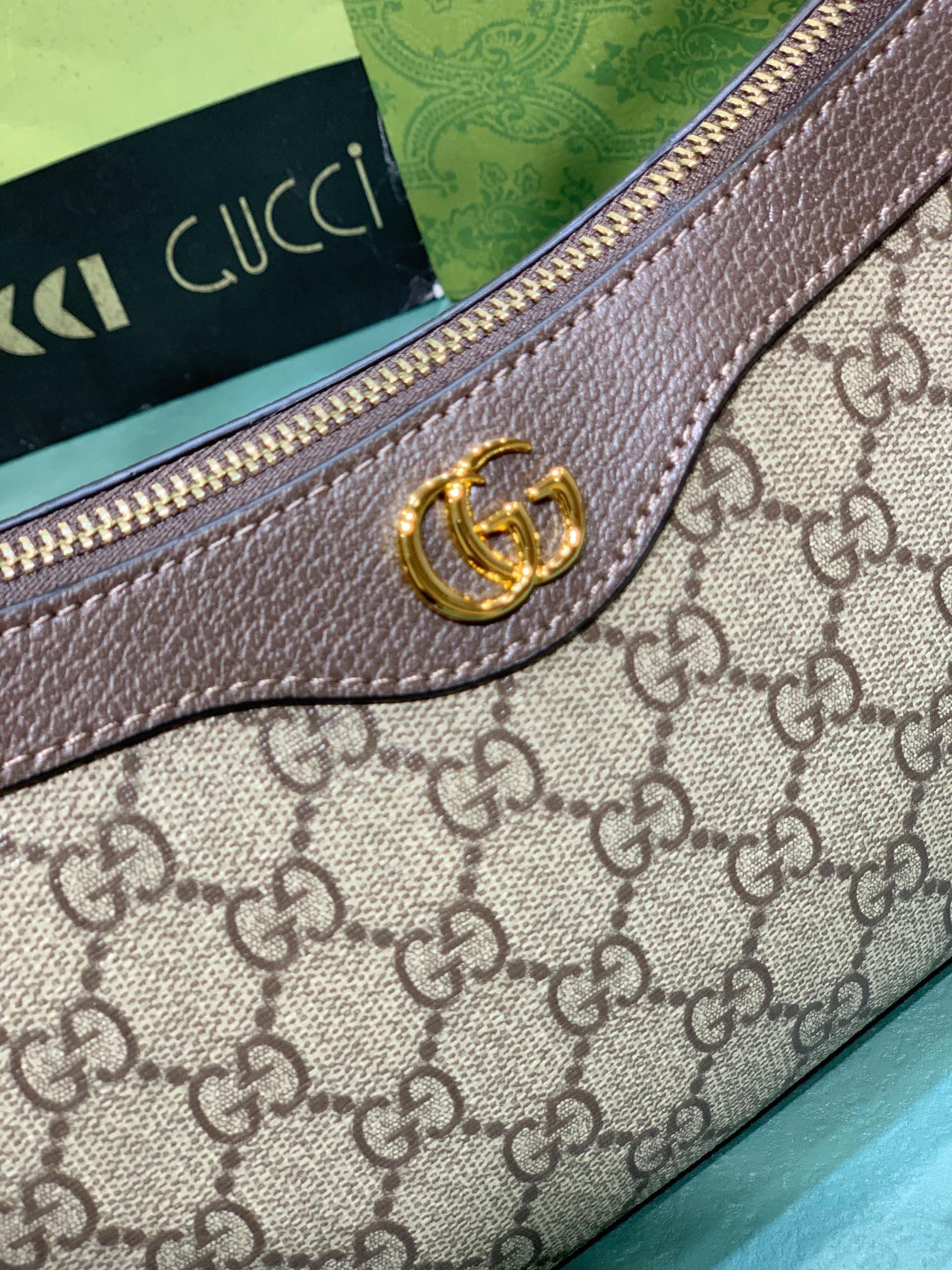 Gvc*1 Ophidia Small Shoulder Bag Beige And Dark Brown 25Cm 735145 Kaaad 8358